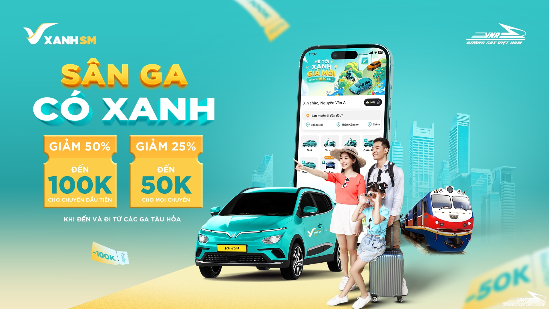 Bùng nổ voucher giảm giá khi đặt  XanhSM hoặc Be tới nhà ga